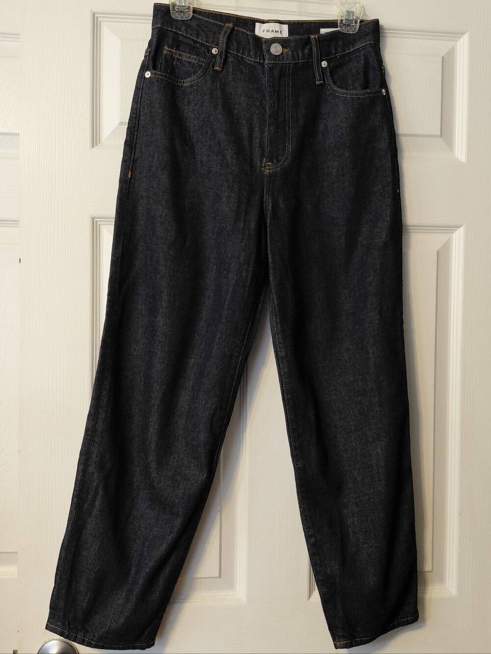 Frame Ultra High Rise Barrel Jeans Size 26 Dark Wash